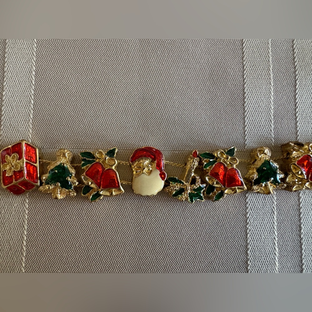 NWT Dunbar Slider Bracelet Christmas Charm Bracelet Vintage 1980s 80s Retro - Picture 5 of 15